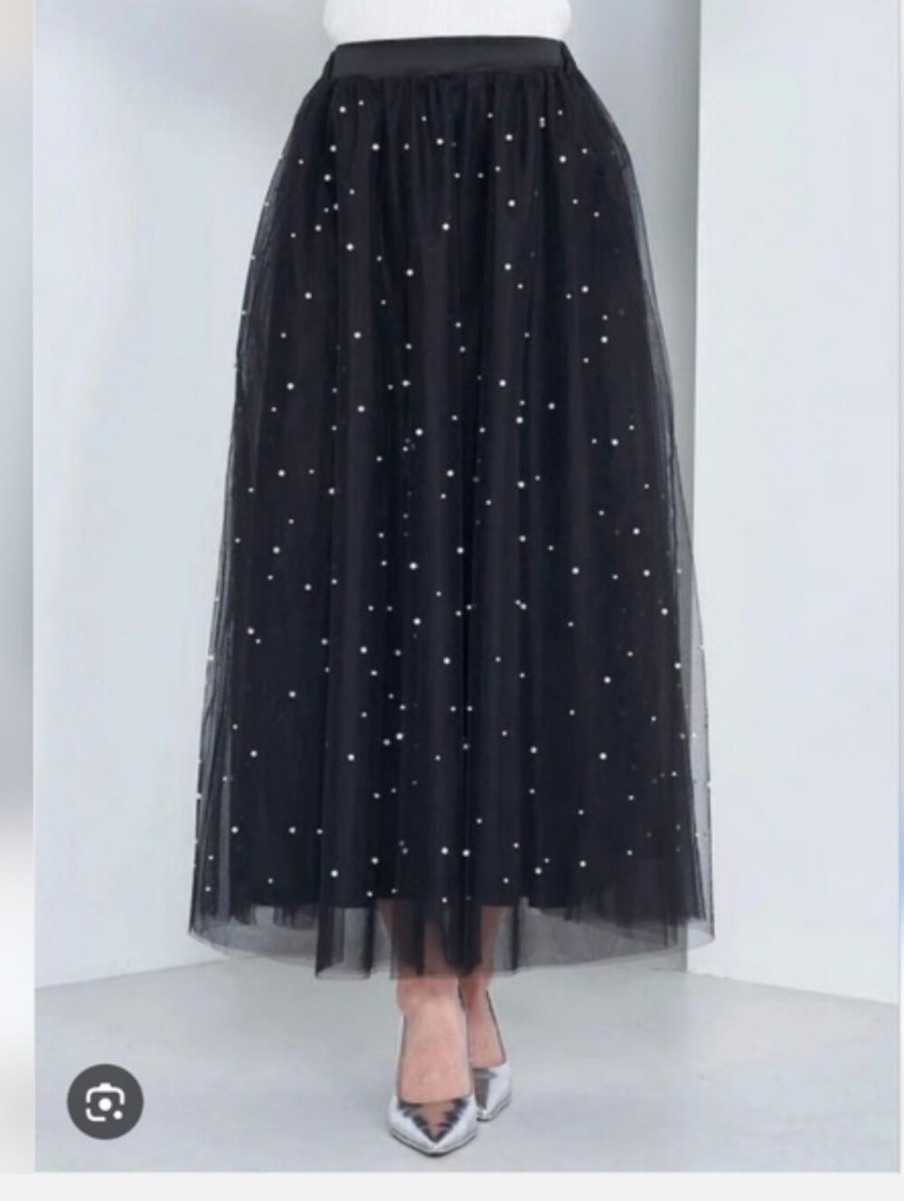 Jon & Anna Black & White Tulle  Faux Pearl  Skirt NWT sz L